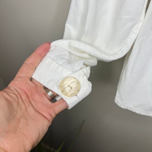 Zara TRF‎ Collection White Long-Sleeve Women's Corduroy Button-Front Top Size M - Picture 5 of 8